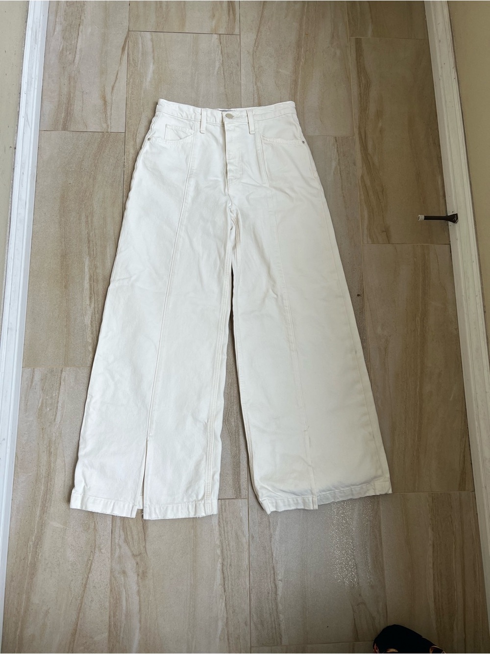 Hudson Jeans Off-White High-Rise Wide Leg Trousers